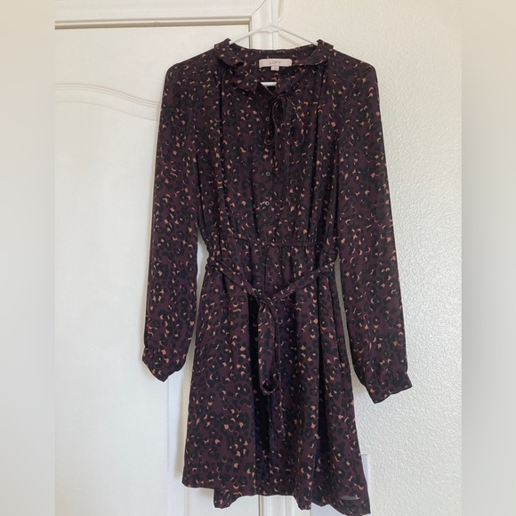 LOFT Purple Leopard Print Dress - Picture 1 of 9